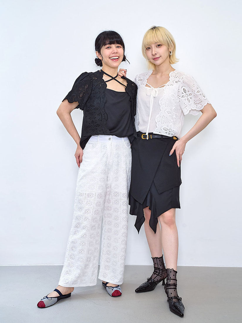 Embroidered Perforated Outer Top (2 Colours)