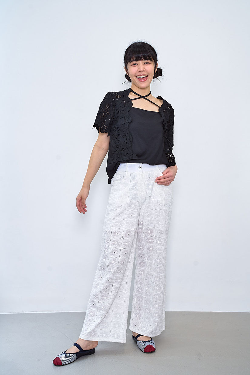 Embroidered Perforated Outer Top (2 Colours)