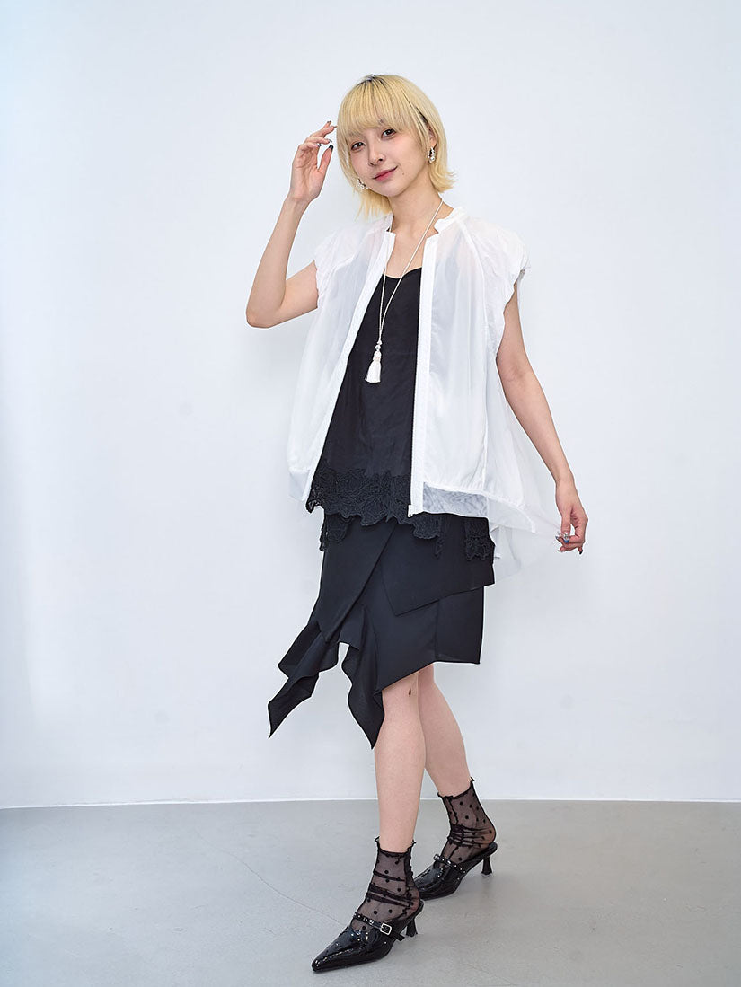 Mesh Layered Zip Up Vest Jacket (2 Colours)