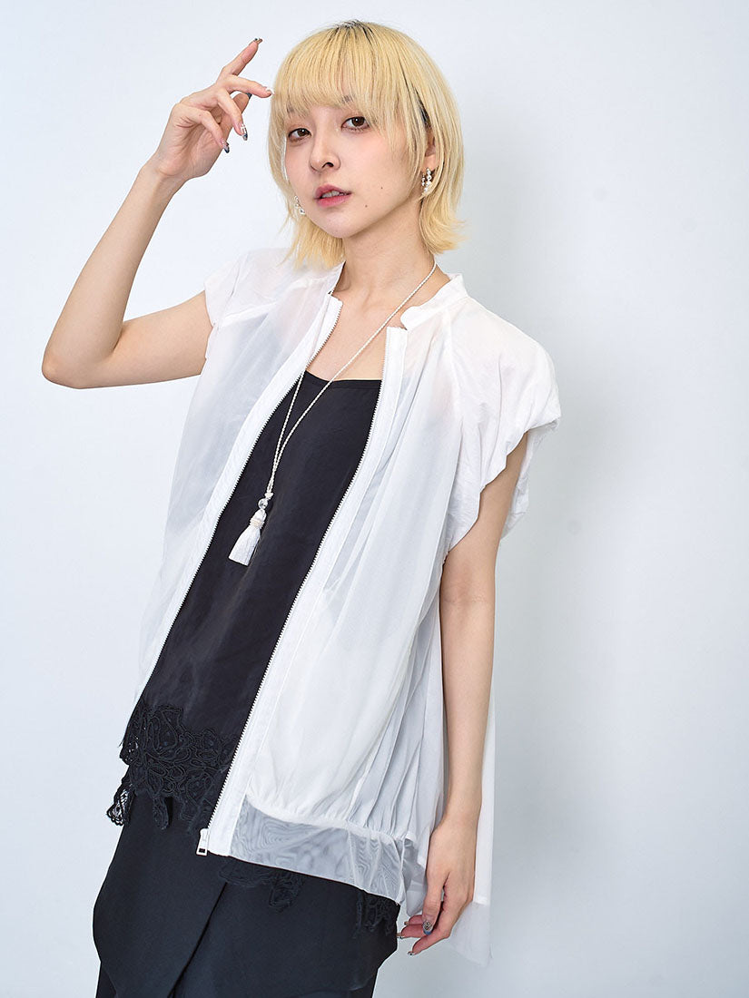 Mesh Layered Zip Up Vest Jacket (2 Colours)