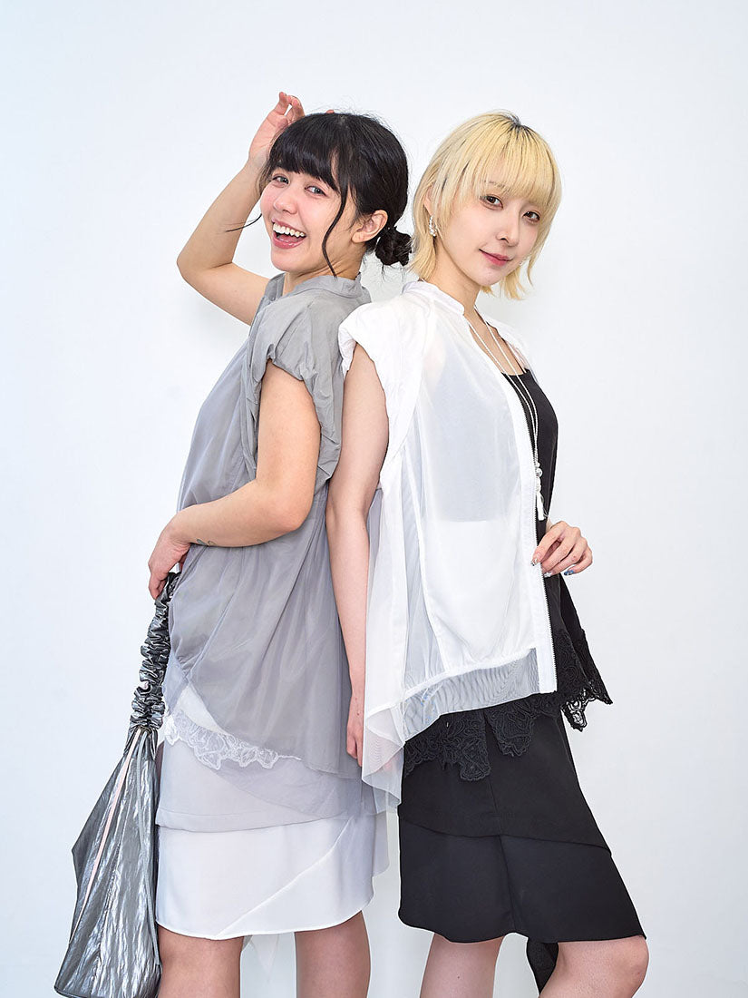 Mesh Layered Zip Up Vest Jacket (2 Colours)