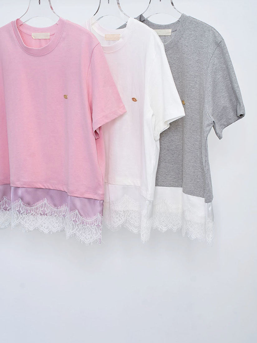 Satin Lace Hem Tee (3 Colours)