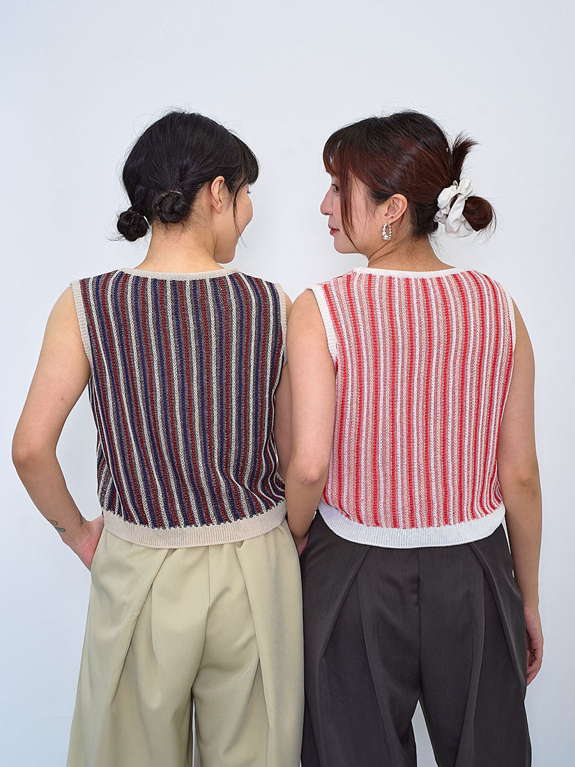 'Keep On Moving' Striped Knitted Vest (2 Colours)