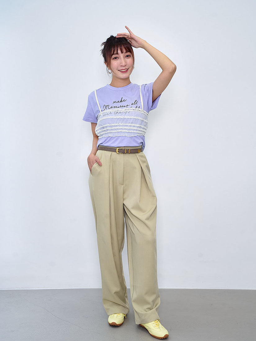 Printed Tee With Mesh Cami Crop Top (2 Colours)