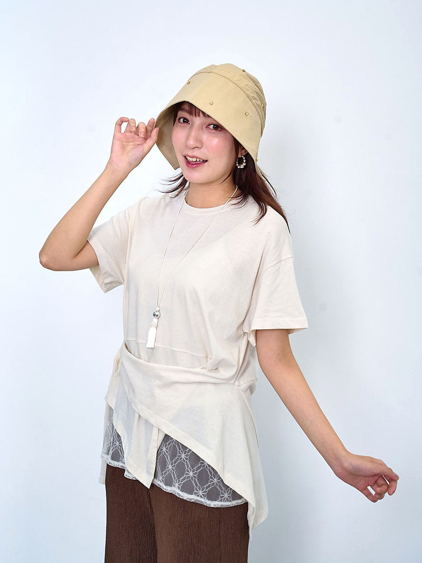 Asymmetric Lace Underlay Hem Tee (2 Colours)