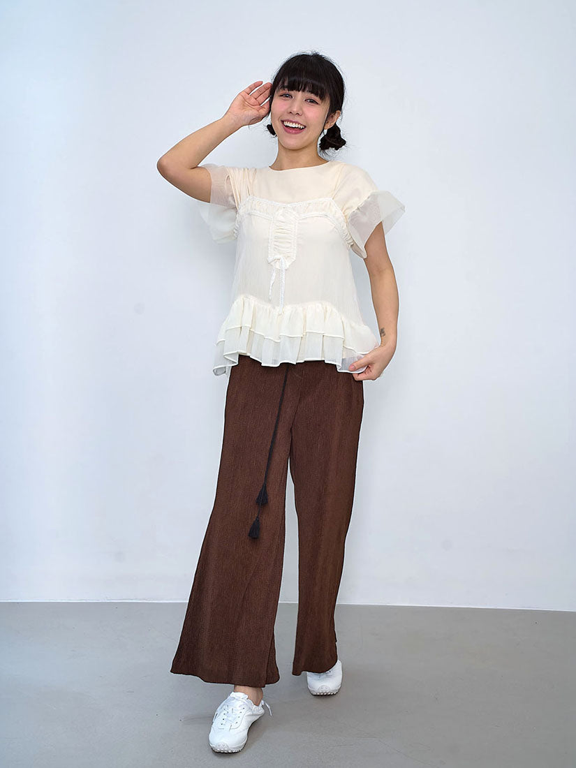 Lace Trim Ruffle Hem Cami Top (2 Colours)