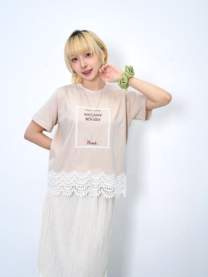 'Bovary' Printed Lace Hem Tee (2 Colours)