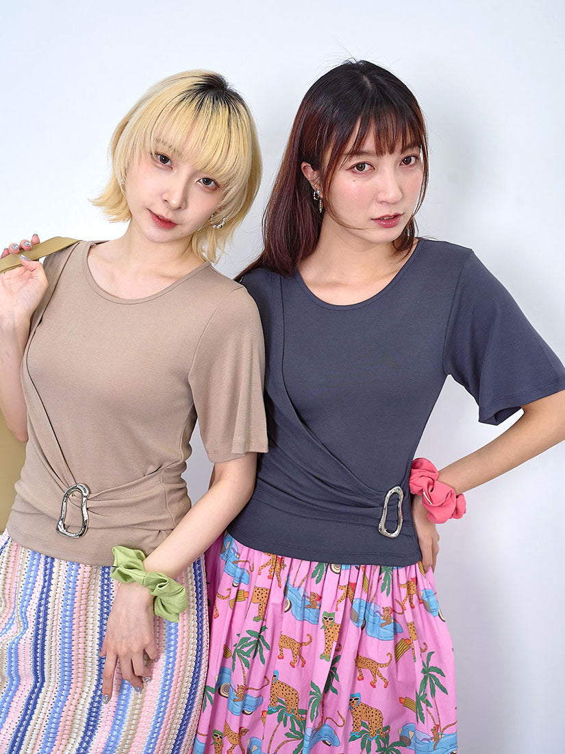 Abstract Buckle Detailed Top (2 Colours)
