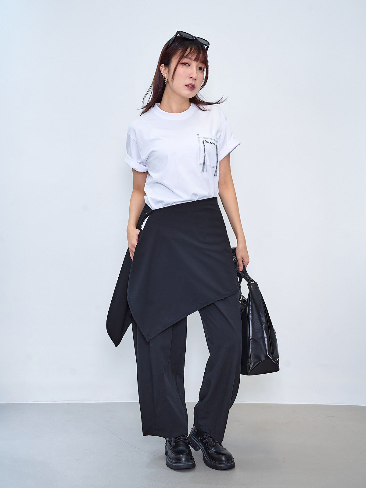 Wide Leg Pants With Wrap Scarf Set (3 Colours)