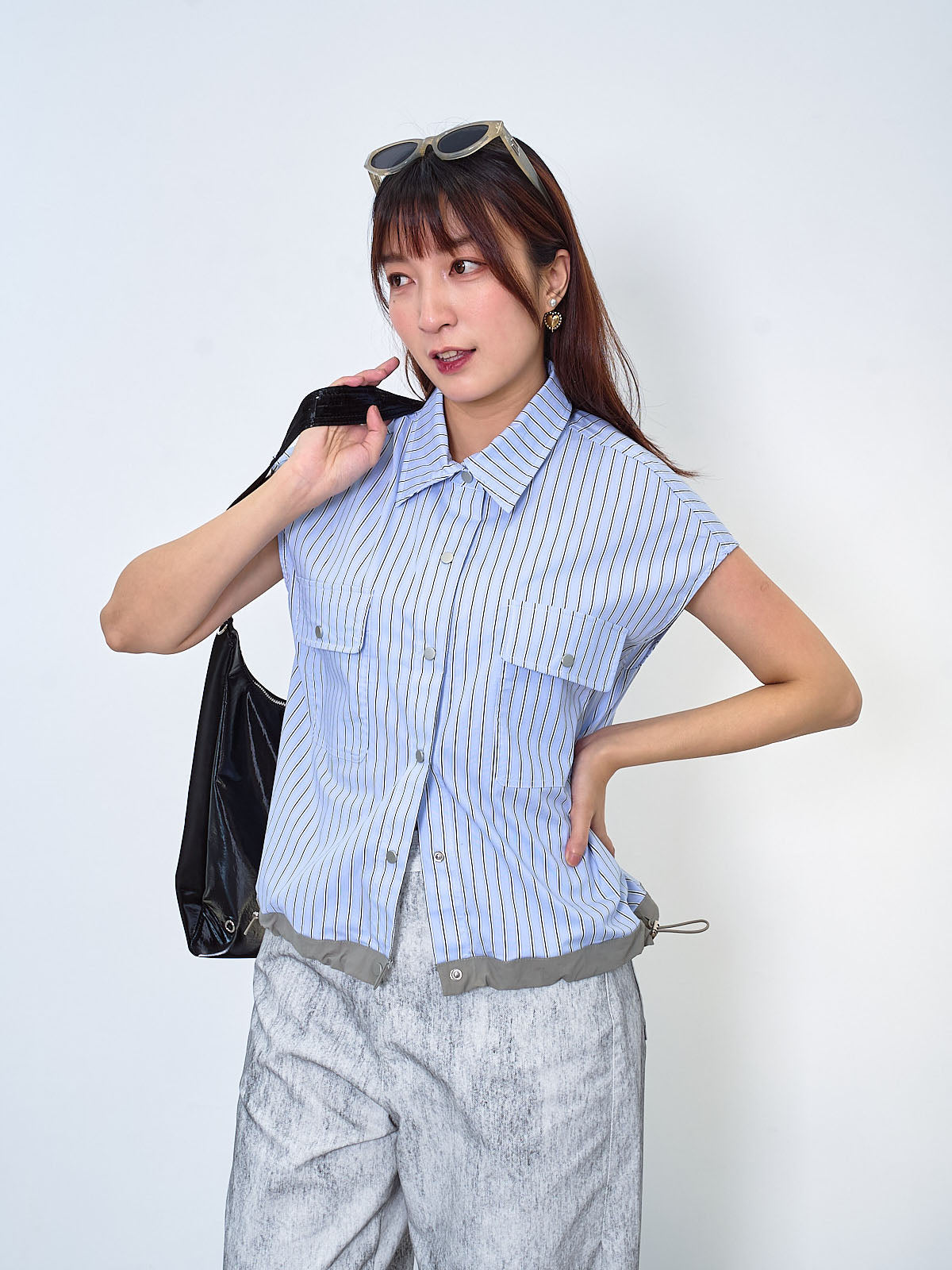 Contrast Drawstring Waist Vest Jacket (2 Colours)