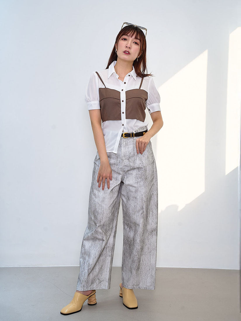 Layered Cami Top Over Shirt (2 Colours)