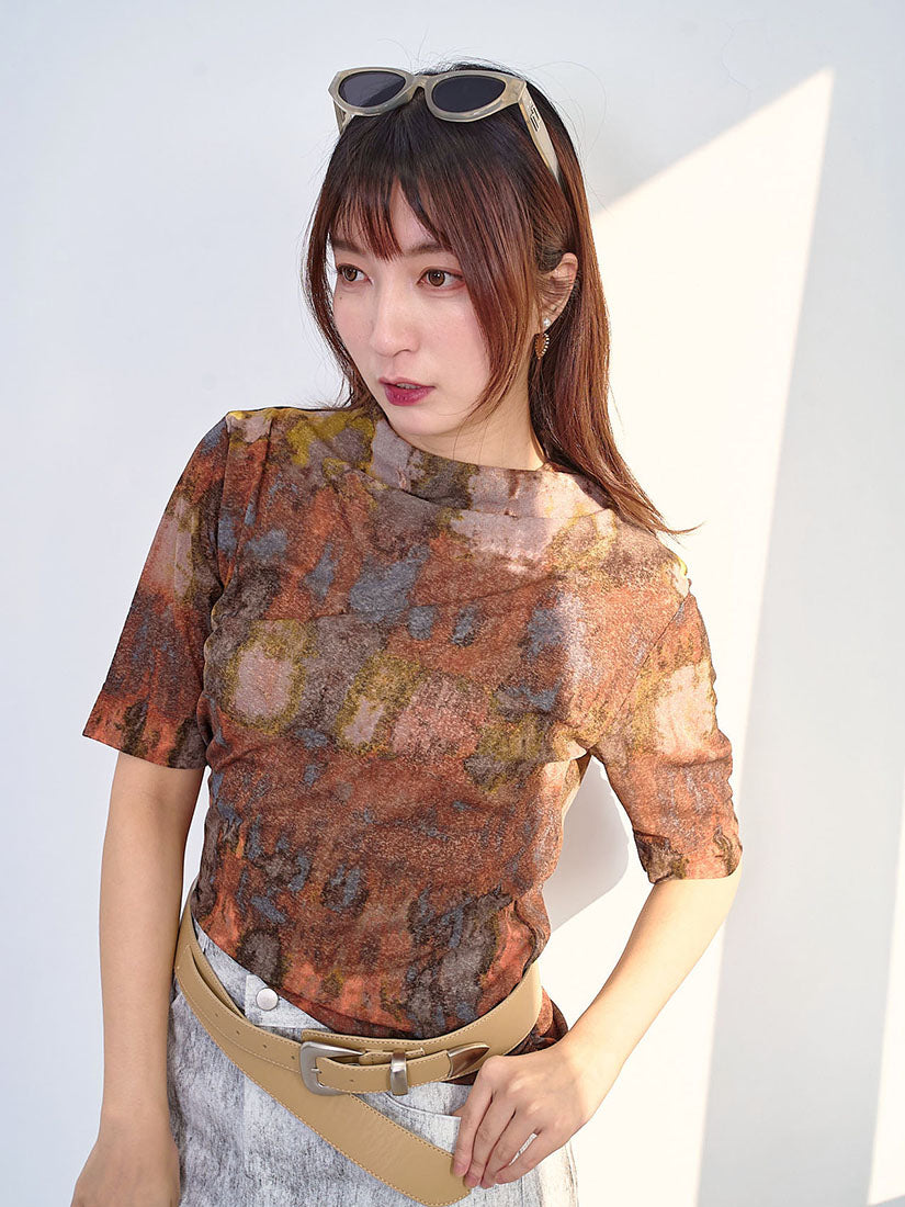 Tie Dye Printed Side Seam Gathered Top (2 Colours)