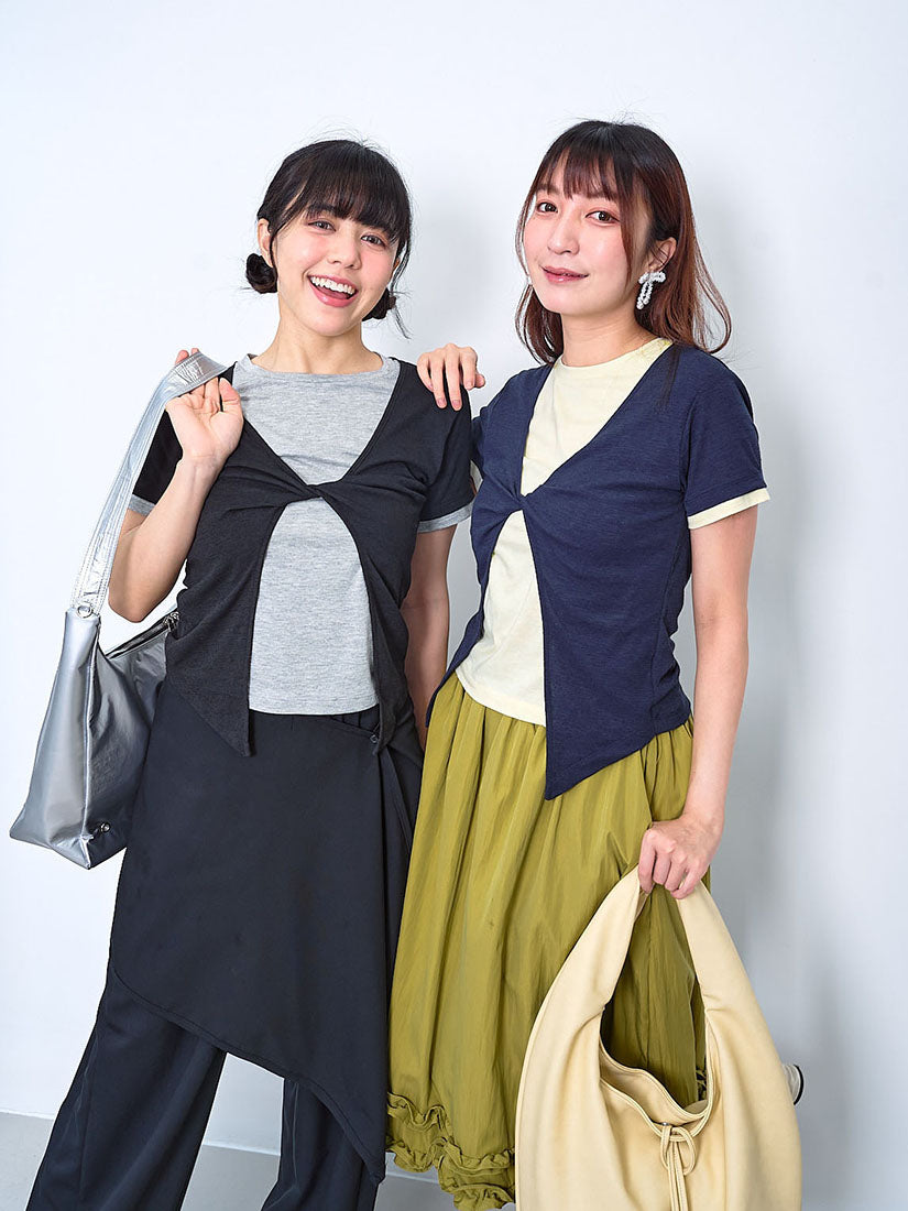 Twist Front Faux Double Tee (2 Colours)