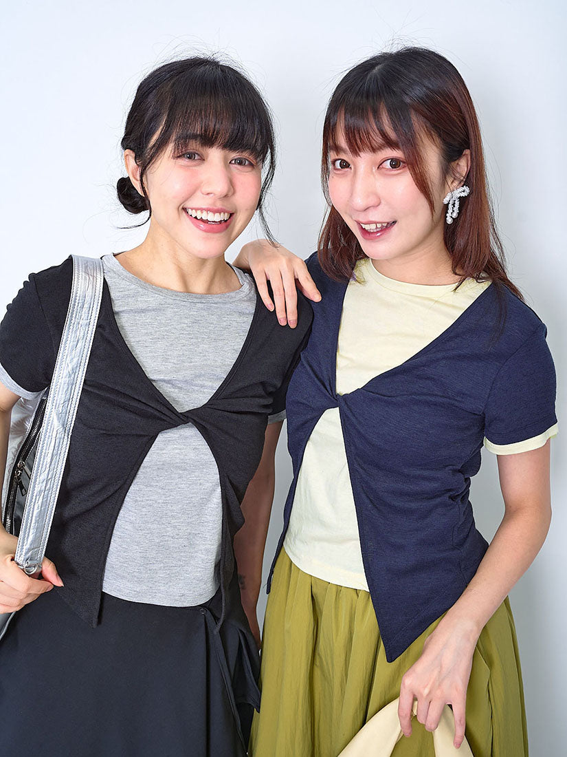 Twist Front Faux Double Tee (2 Colours)