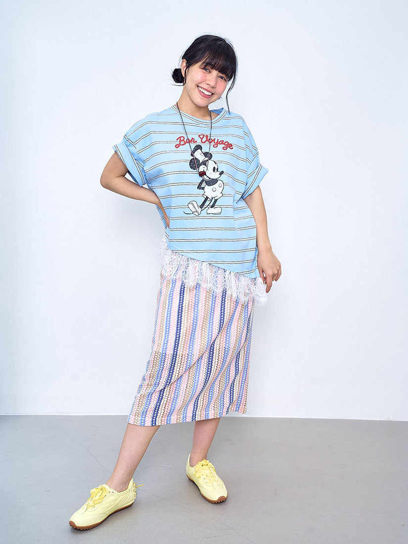 Bubble Striped Straight Skirt (2 Colours)