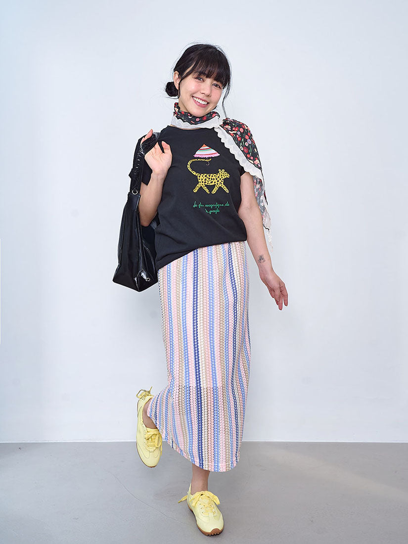 Bubble Striped Straight Skirt (2 Colours)
