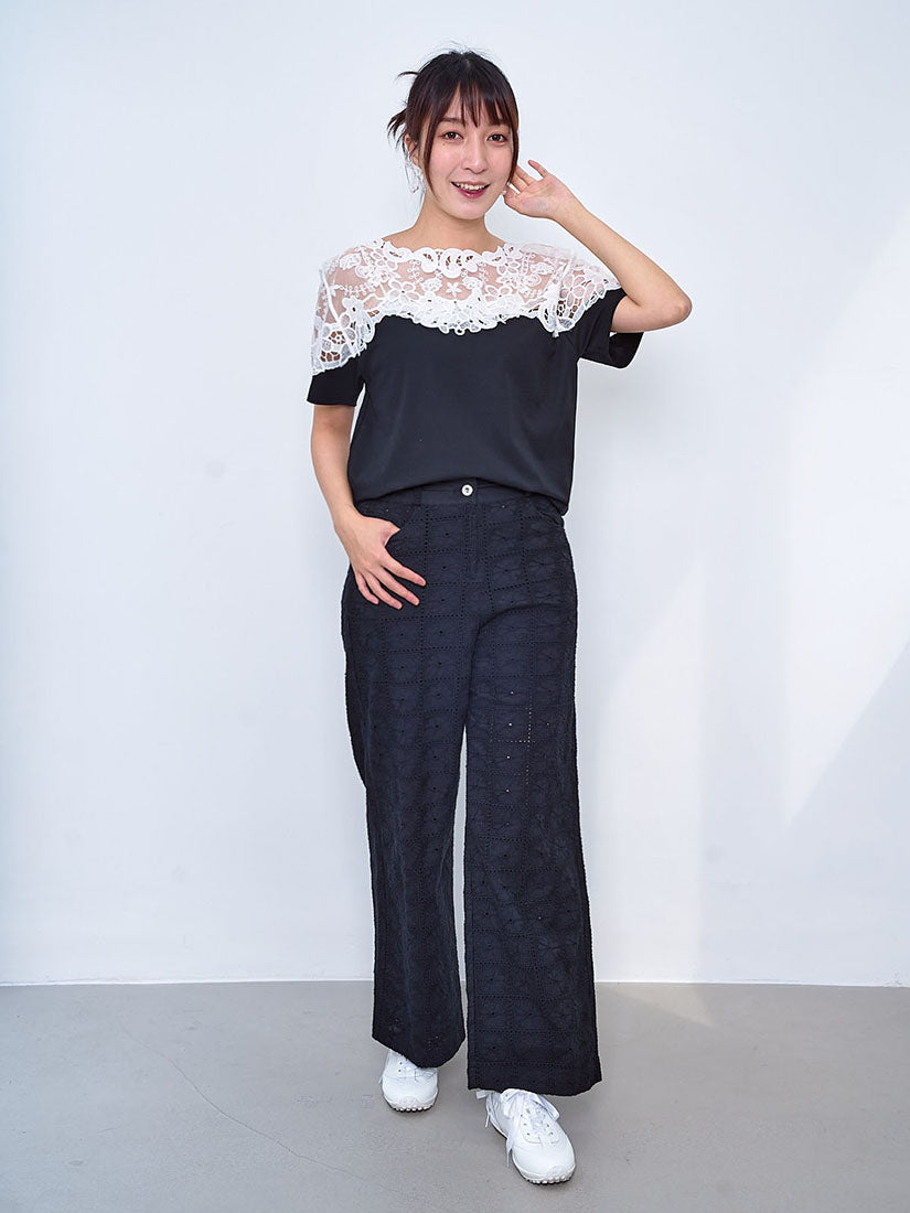 Lace Yoke Sleeve Panel Top (2 Colours)