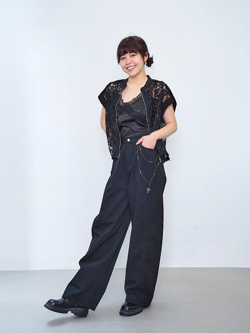 Studs Curve Leg Pants (2 Colours)