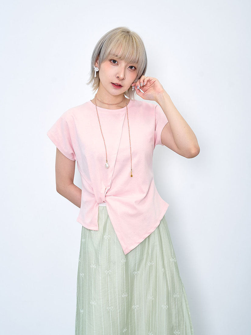 Asymmetric Knot Bow Front Tee (2 Colours)