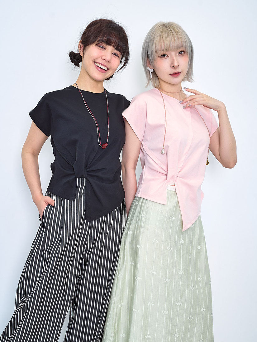 Asymmetric Knot Bow Front Tee (2 Colours)