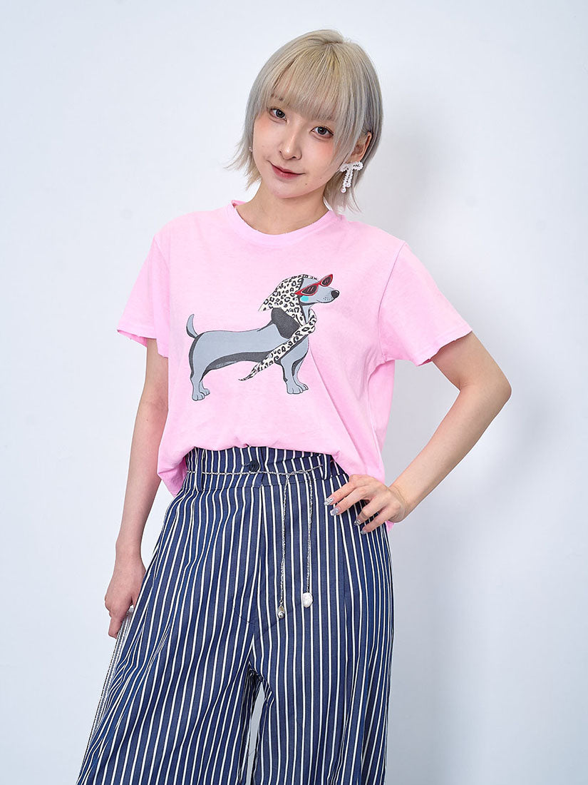 Dachshund Print Distressed Tee (2 Colours)