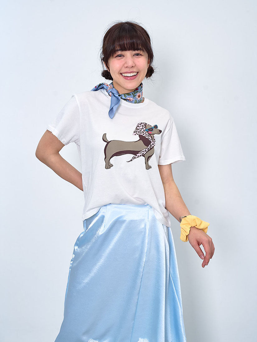 Dachshund Print Distressed Tee (2 Colours)