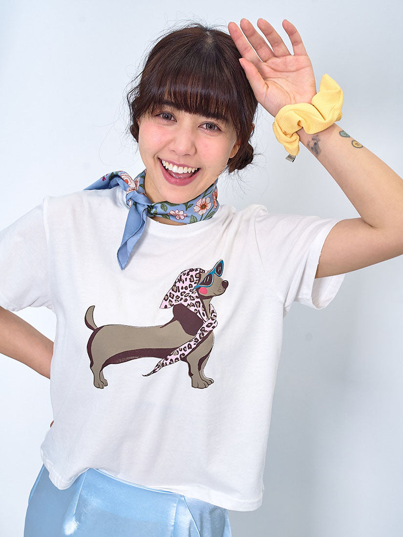 Dachshund Print Distressed Tee (2 Colours)
