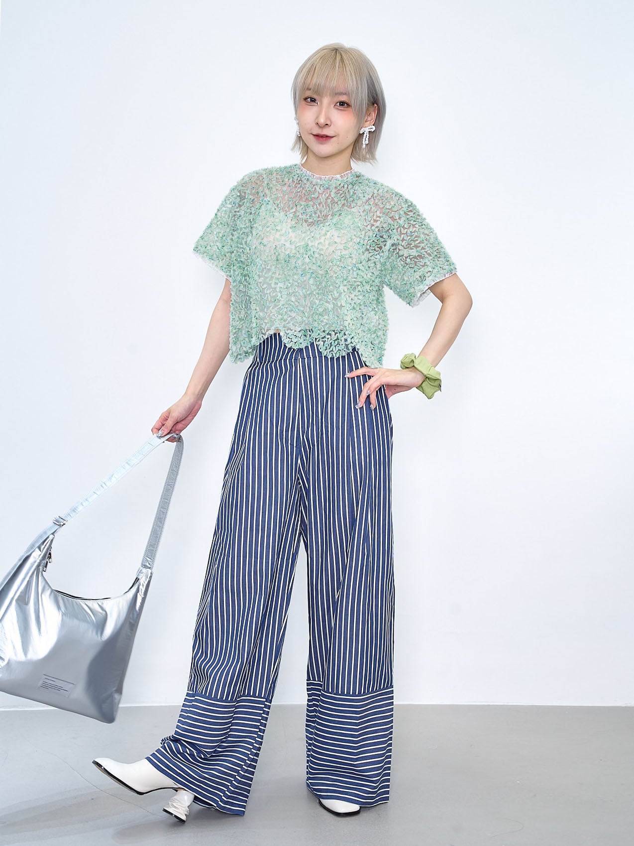 Floral Ruffle Textured Mesh Crop Top (2 Colours)
