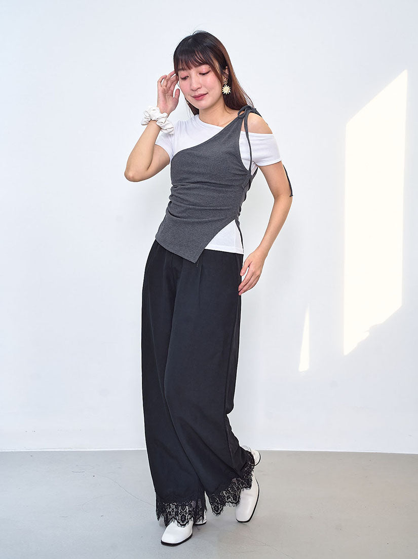 One Shoulder Tank Top With Asymmetric Tee (2 Colours)