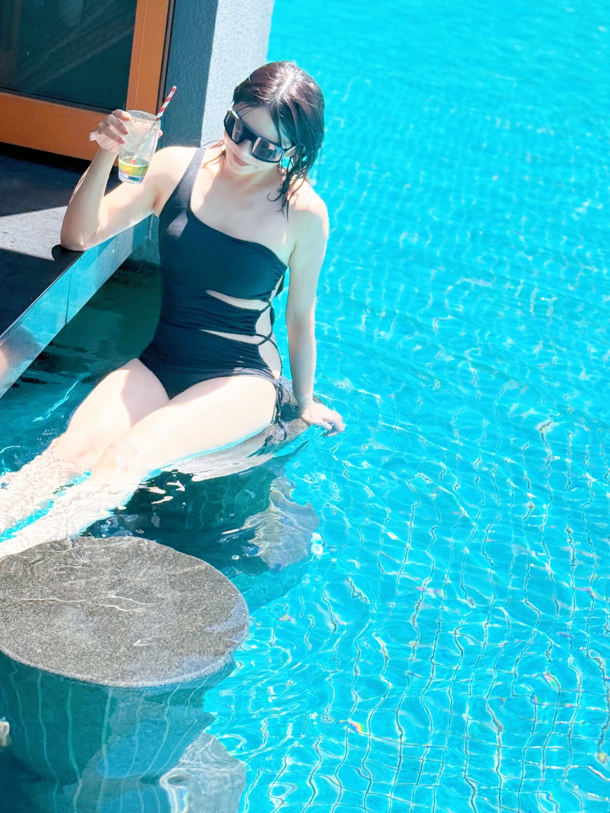 Padded-Cup One Shoulder Cut Out Drawstring Side Swimsuit