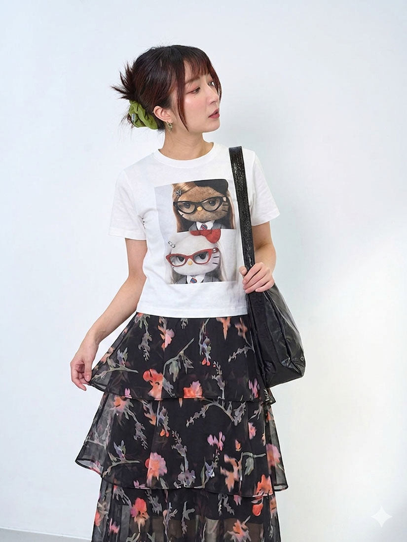 Ruffle Layered Floarl Skirt (2 Colours)