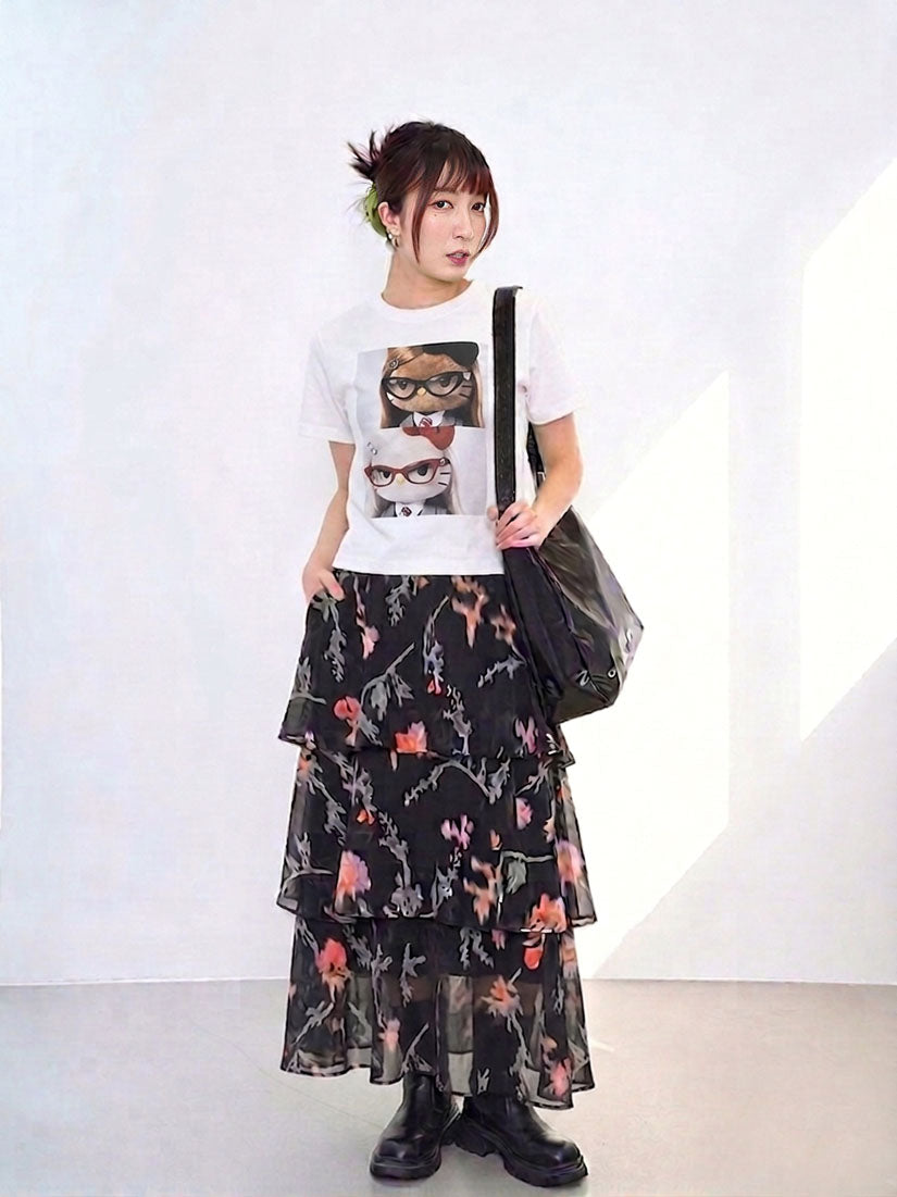 Ruffle Layered Floarl Skirt (2 Colours)