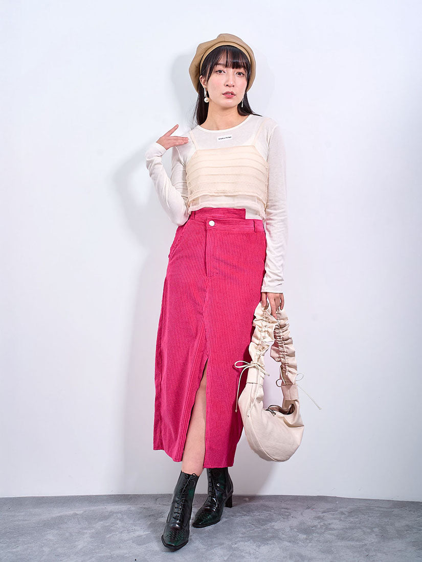 Wrap Waist Corduroy Skirt (3 Colours)