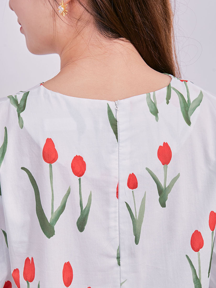 Spring Watercolour Tulip Print Top