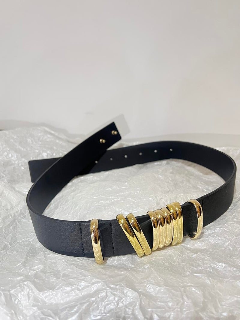 Leather Belt With Golden Loops