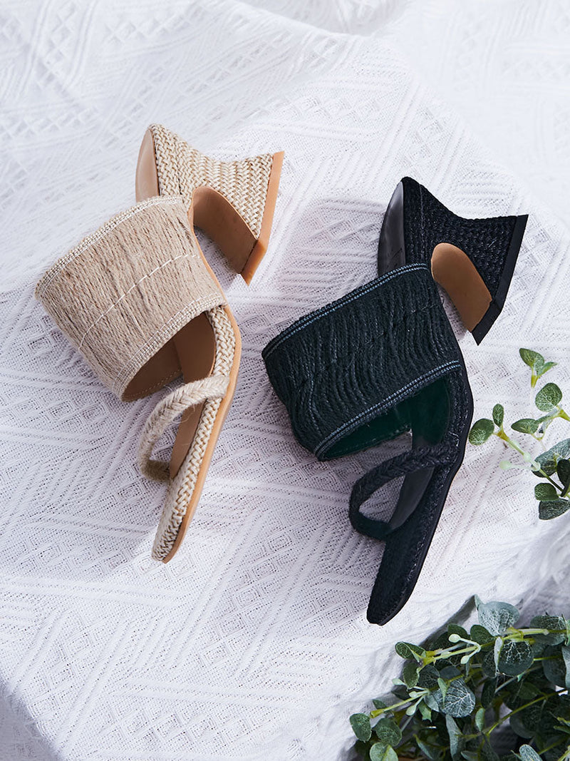 Rattan High Heel Sandals(Display Sale)